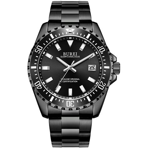 BUREI Men's Classic Luxury Watch Stainless Steel Waterproof .